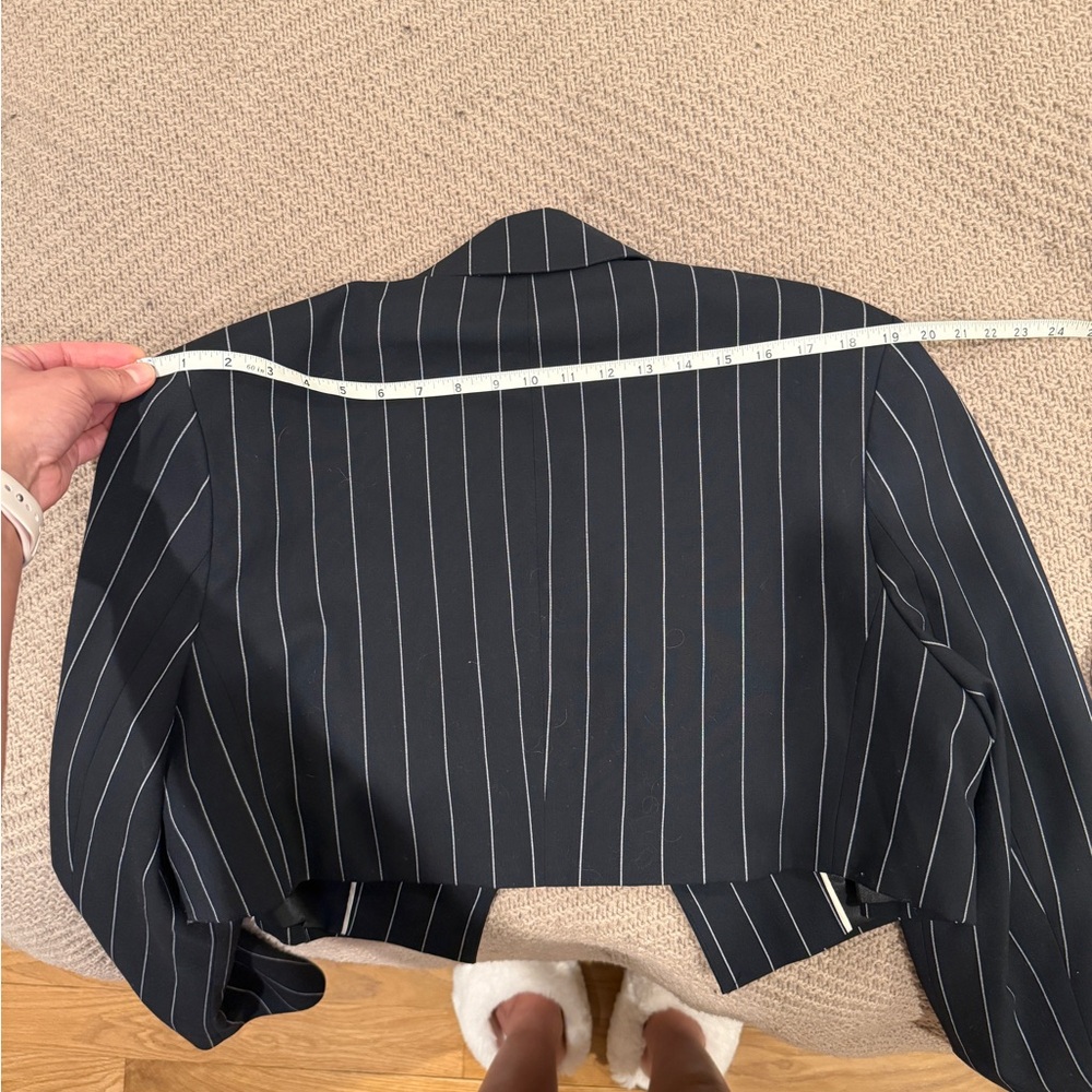Navy Pinstripe Blazer and Skirt Set - Picture 6 of 7